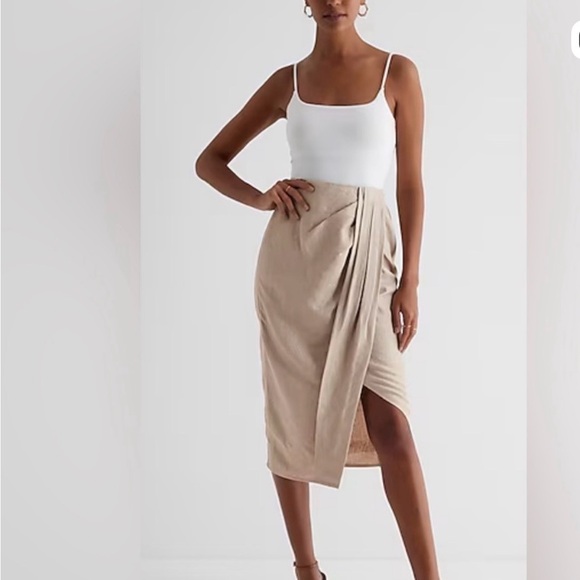 Express Dresses & Skirts - Express Super High Waisted Linen Midi Skirt